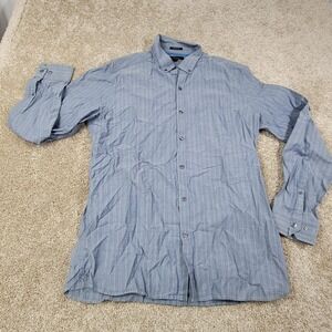 Marc Anthony Mens Slim Fit Long Sleeve Button Down Shirt Blue Stripe Size Large